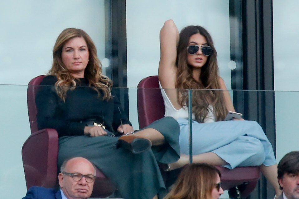 Karren Brady and her daughter Sophia Peschisolido at a West Ham United soccer match.