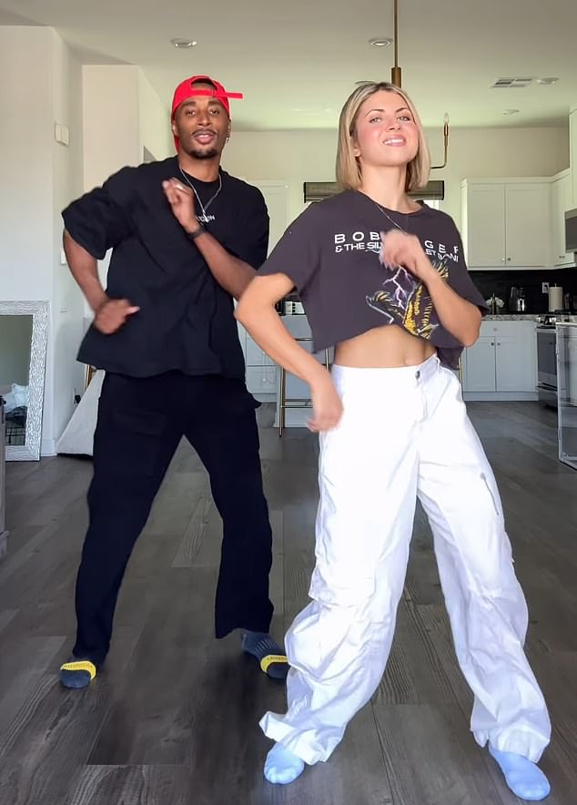 The explosive docuseries sheds light on the group of prominent TikTok dancers who are believed to be trapped in a cult. Pictured: Miranda and James Derrick