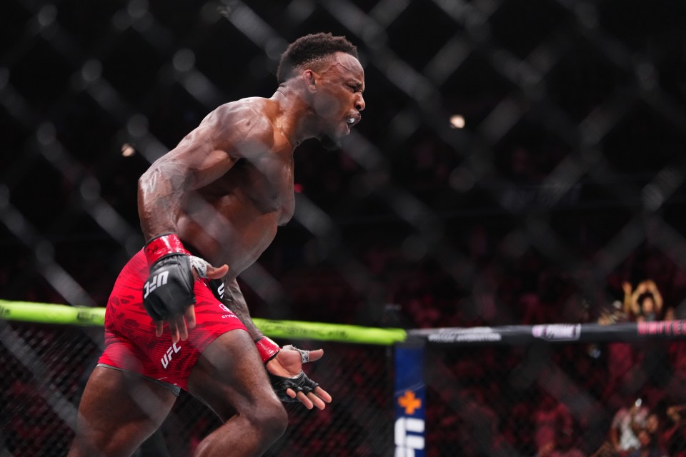 Lerone Murphy celebrates a UFC knockout victory.