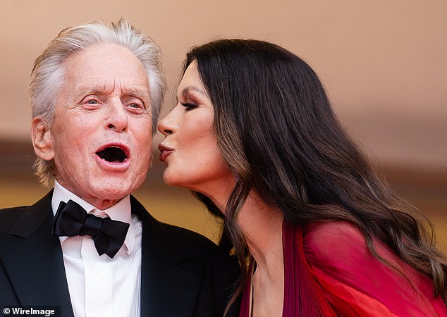Just eight months ago, rumours circulated that the notoriously volatile pair were having marital problems after Douglas, 80, was spotted pointing his finger accusingly at his wife on the red carpet at the Red Sea International Film Festival in Jeddah, Saudi Arabia