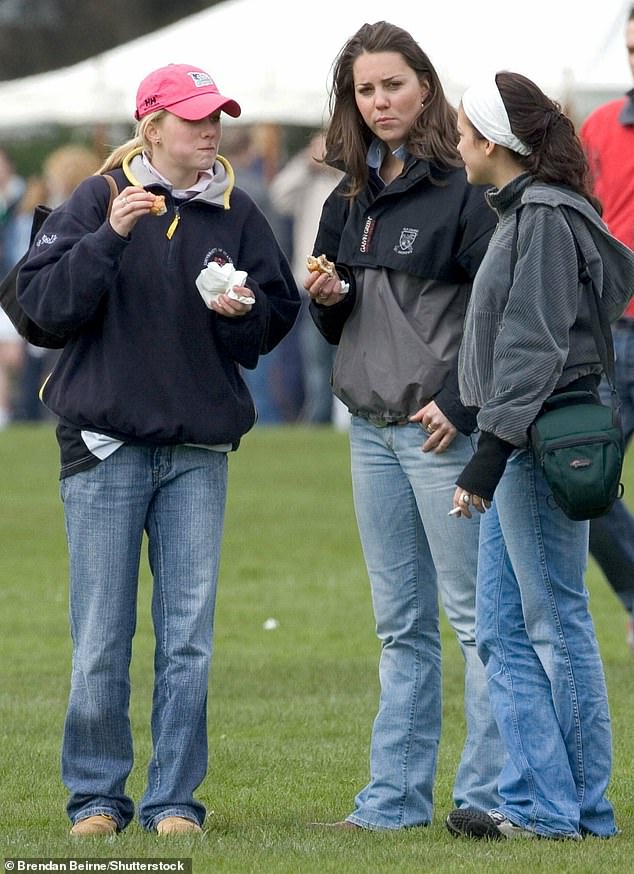 Kate is pictured watching William play in a rugby tournament at St Andrews in April 2005