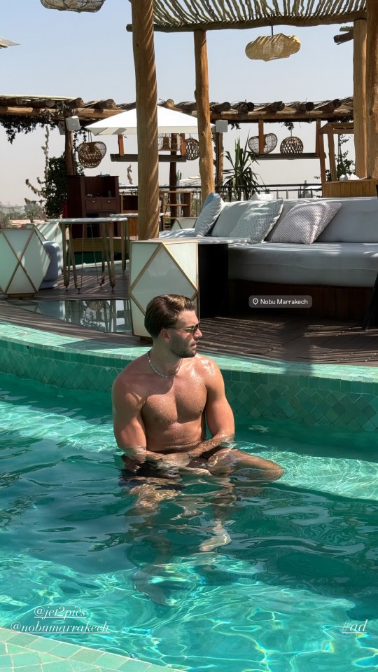 Man sitting in a pool at Nobu Marrakech.