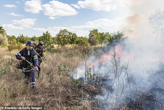 The red-carpet treatment in Alaska on Friday and the lack of any concrete decisions for Ukraine felt like a betrayal for many who have borne enormous suffering since Russia’s full-scale invasion. Pictured: Ukranian firefighters extinguish a fire following a Russian attack on Kostiantynivka on August 15