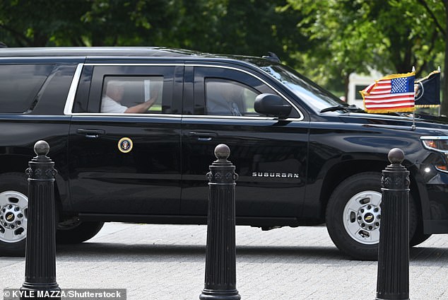 After urging Ukraine to accept a peace deal with Russia, the US President was yesterday seen waving to the crowd outside the White House as he was driven to Trump National Golf Club in Sterling, Virginia