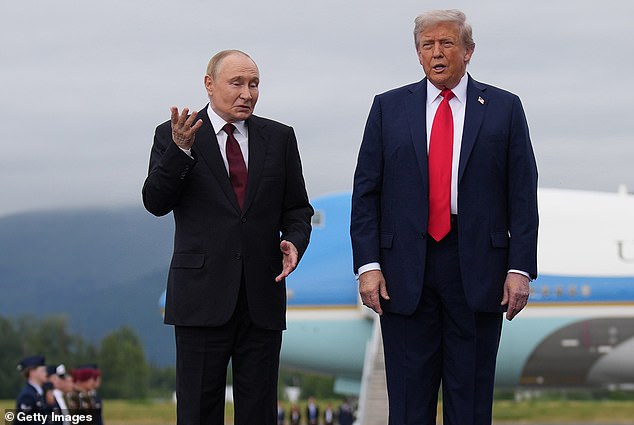 On Ukrainian social media, doctored images of Putin and Trump walking down a red carpet strewn with dead Ukrainian bodies have been widely shared
