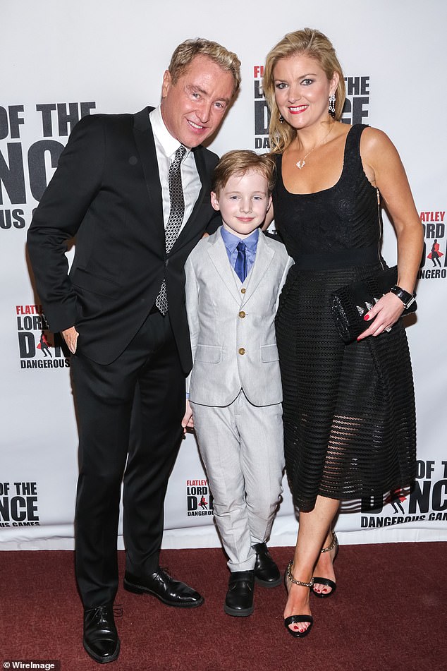 Flatley with wife Niamh and son Michael in November 2015.  The dancer admitted their support helped him deal his subsequent ordeal as he prepared for surgery