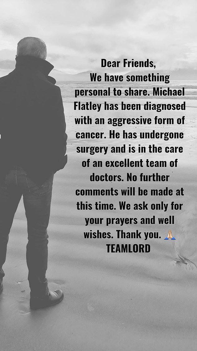 Flatley announced that he had been diagnosed with cancer in an Instagram post shared with followers in 2024