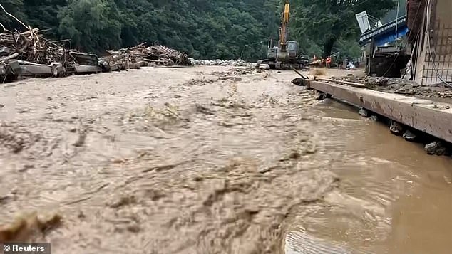 Some areas were turned into fast flowing rivers after a huge volume of water passed through