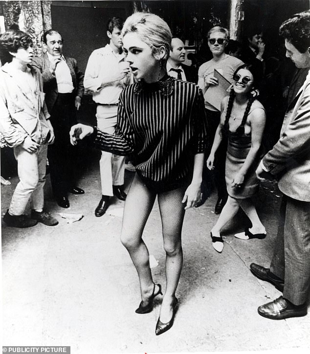 Sedgwick's kohl-eyed sultry stare and gamine glamour came with a troubled and tragic backstory (Pictured: Sedgwick in a scene of Warhol's Ciao! Manhattan which was released a year after Sedgwick's death)