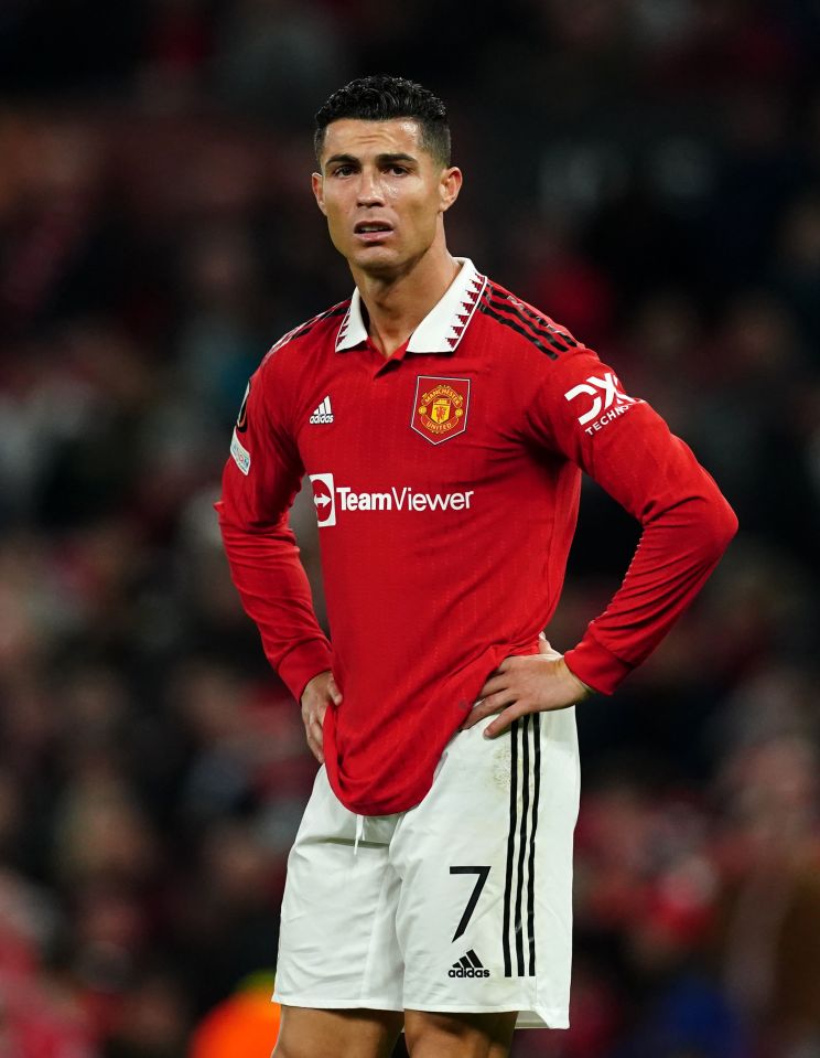 Cristiano Ronaldo in Manchester United uniform.