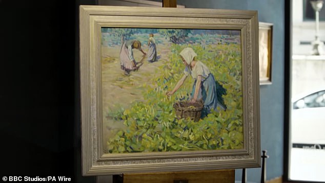 The painting in question, called The Bean Harvest [pictured], had been 'missing' for 110 years, having last been spotted at an exhibition at London's Royal Academy in 1915