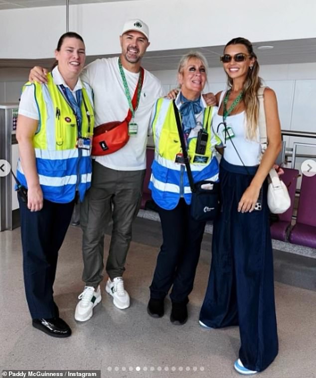 Paddy holidayed with his ex wife Christine as they posed alongside airport staff ahead of the trip in another snap