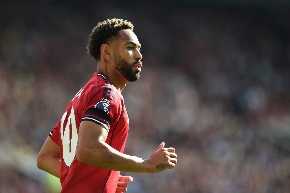 Matheus Cunha of Manchester United during a soccer match.