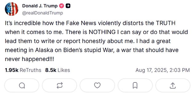 On Sunday morning, the US President hit back at his critics, posting on his social media platform Truth Social