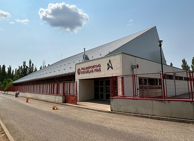 Pictured: the local swimming club Ms Rodriguez attended as a child, located next to where her father, Jorge Rodriguez Gorjon, coached football. Gorjon, who worked as a football coach for the local Jacetona club, served 10 years in a Spanish jail for two drug trafficking offences