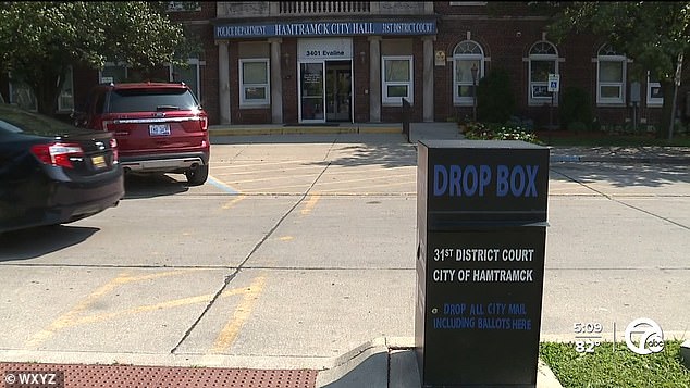 The ballot drop box is seen here. The alleged ballot box stuffing incident took place just before the city's latest primary election on August 5