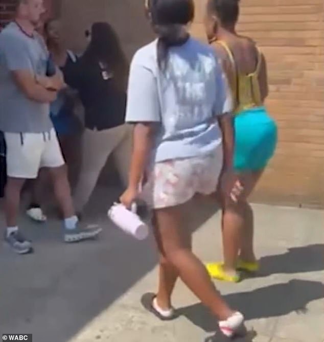 The incident unfolded around 11am Tuesday as the teen was leaving Brentwood High School in Long Island, with footage showing two teens confronting Madison before Toni Monroe, 35, the mother of one of the girls, entered the spat