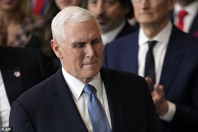 Last night, Mr Trump’s former vice-president, Mike Pence (pictured), insisted that Putin was ‘the bad guy’ and should be treated as such during negotiations. He said he knew Mr Trump liked to use a ‘velvet glove’ style in dealing with dictators