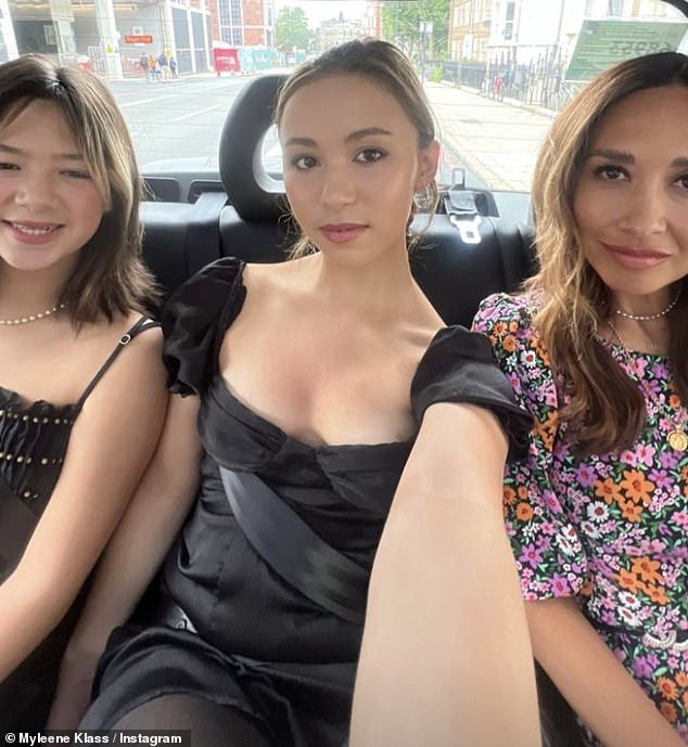 Myleene pictured with daughters Ava, 17, and Hero, 13,