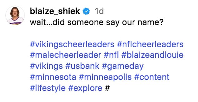 Shiek and fellow male cheerleader Louie Conn took to Instagram to take aim at the critics