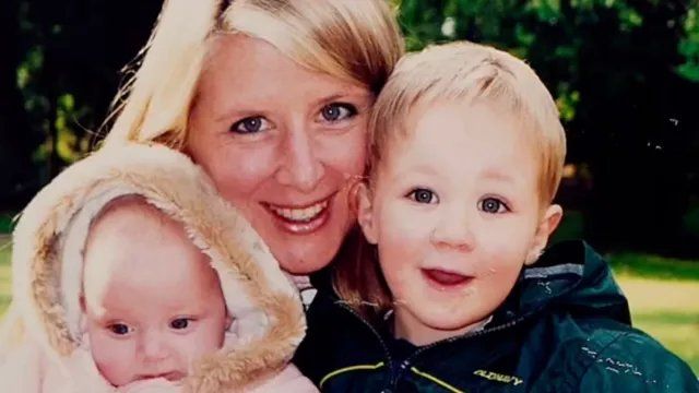 Photo of Joanna Simpson with her two young children.