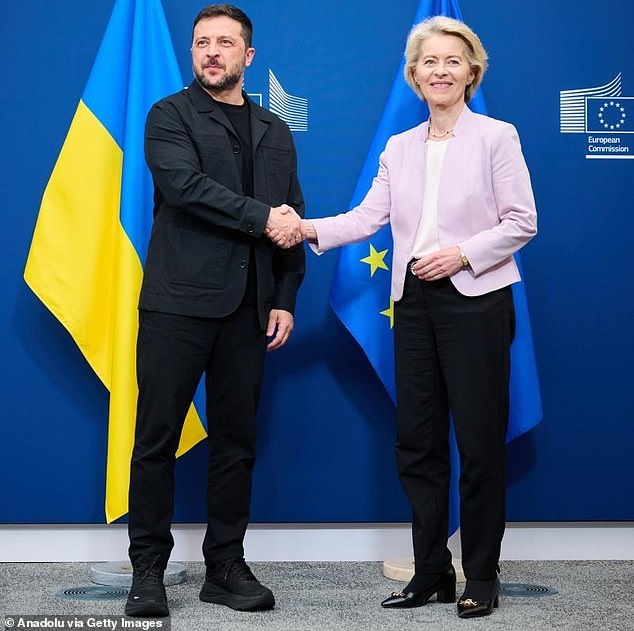Ukrainian President Volodymyr Zelenskyy meets European Commission President Ursula von der Leyen