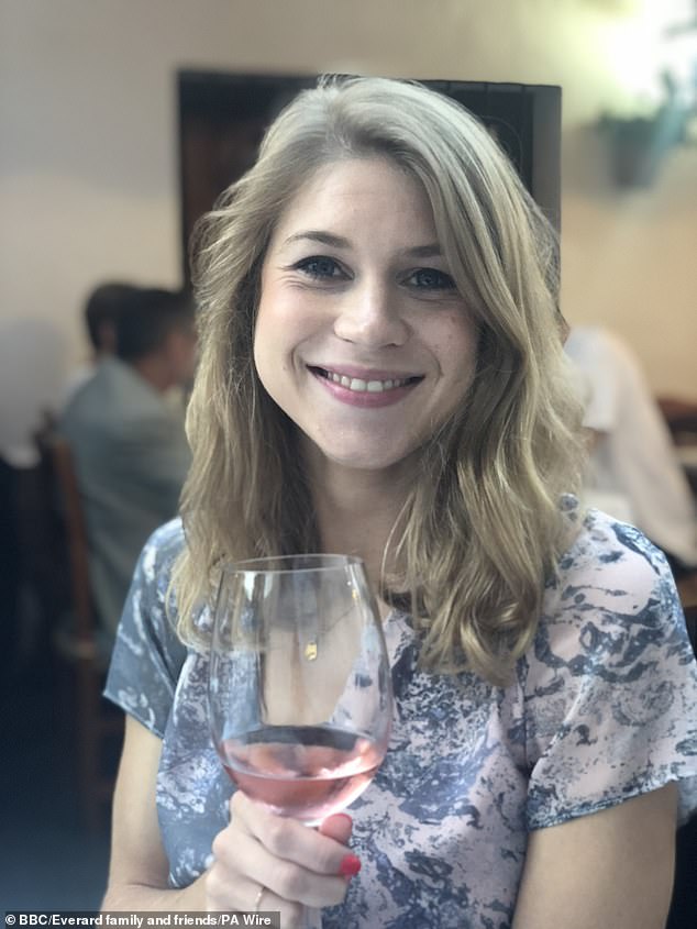 Sarah (pictured) was raped and murdered after Couzens arrested her in fake Covid patrol in March 2021, as she walked home through Clapham Common after visiting a friend for dinner