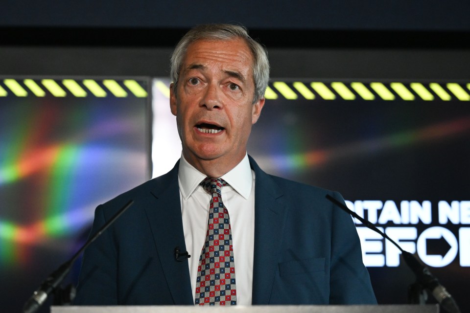 Nigel Farage at a press conference.