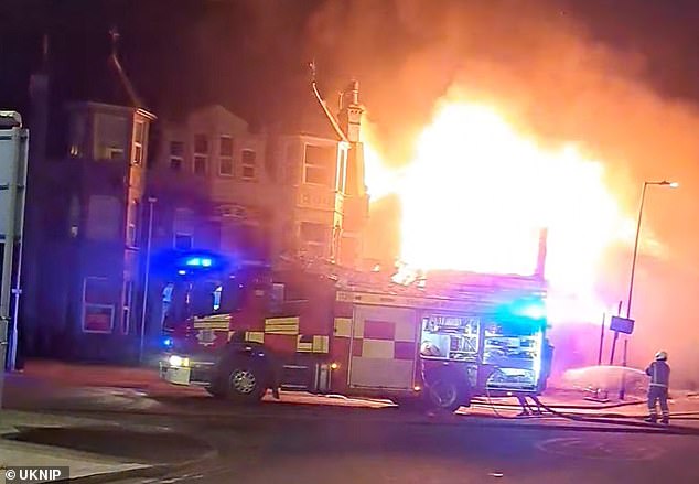 Locals were evacuated after the inferno spread to nearby properties