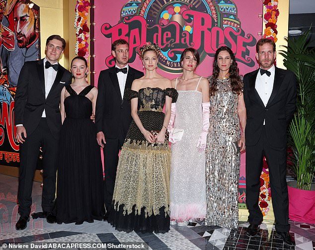 She attended last year's prestigious Rose Ball in Monaco with her royal family. L-R: Ben Sylvester Strautmann, Princess Alexandra of Hanover, Pierre Casiraghi, Beatrice Borromeo, Charlotte Casiraghi, Tatiana Santo Domingo and Andrea Casiraghi