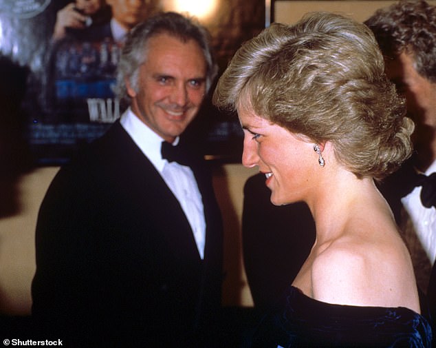 Terence Stamp and Princess Diana at the premiere of the film 'Wall Street' in London in 1988. He insisted in the interview that they were not 'romantically involved' but simply 'chums'