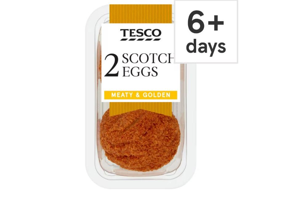 Tesco Scotch eggs (2 pack) in packaging.