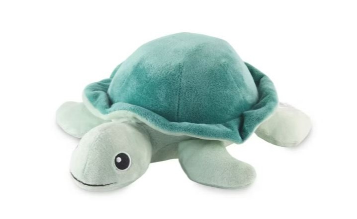 Teal plush sea turtle toy.