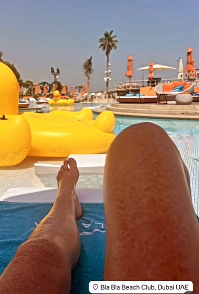 Meanwhile Ms Sullivan's Instagram page shows she is hanging out at venues such as the Bla Bla Beach club in Dubai - despite debt collectors calling at her former home in Essex