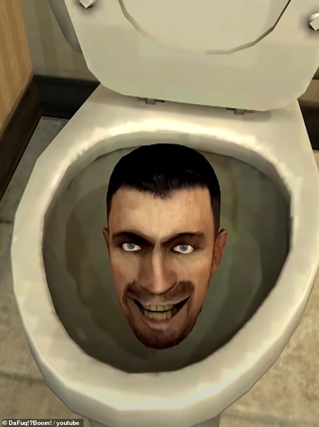 The term was coined by the creator of a video series titled Skibidi Toilet (pictured) on YouTube, featuring animated heads appearing out of lavatories