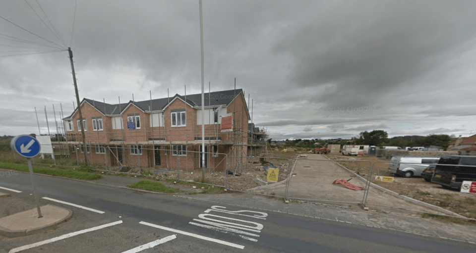 Unfinished houses on a housing estate.