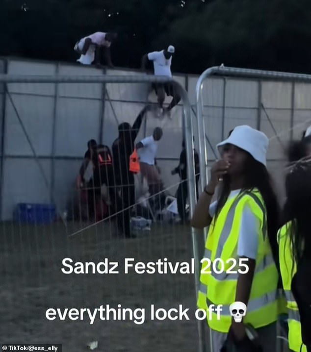 Another video shared to TikTok showed people climbing over the gates, while helpless security watched on