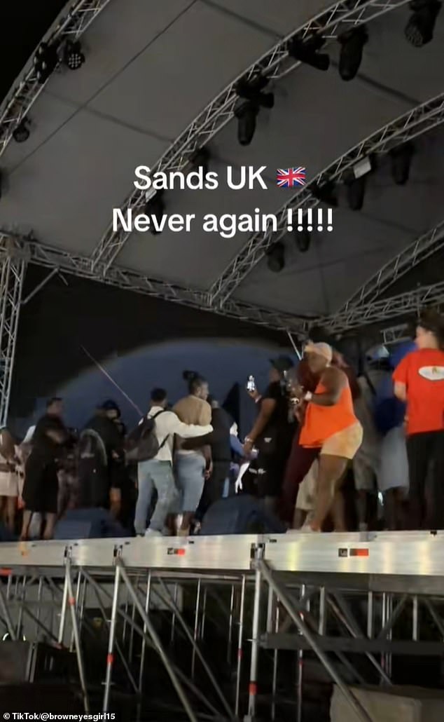 People had stormed the stage alongside the artists and weren't stopped by security