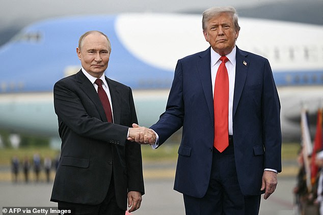 Trump greets Putin on the tarmac after they arrived at Joint Base Elmendorf-Richardson in Anchorage, Alaska,