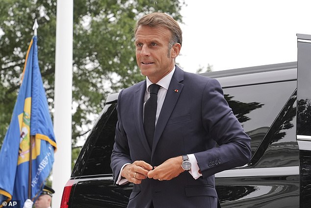 France's President Emmanuel Macron arrives to meet with leaders at the White House