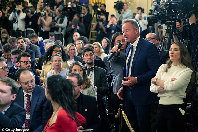 During the meeting Brian Glenn (pictured), Chief White House Correspondent Real America's Voice, asked why Zelensky didn't wear a suit