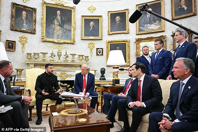 Mr Trump opened by saying it was 'an honour' to receive the Ukrainian President and that the two men have had 'a lot of good talks' making 'substantial progress'.