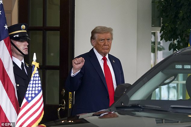 Trump greets Ukraine's President Zelensky at the White House on Monday evening