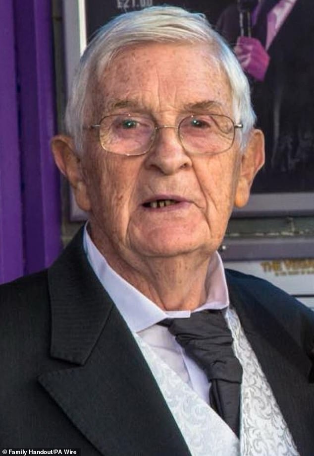 He then did a wheelie and ploughed into pensioner Bart O'Hare (pictured), 86, who was trying to cross the road