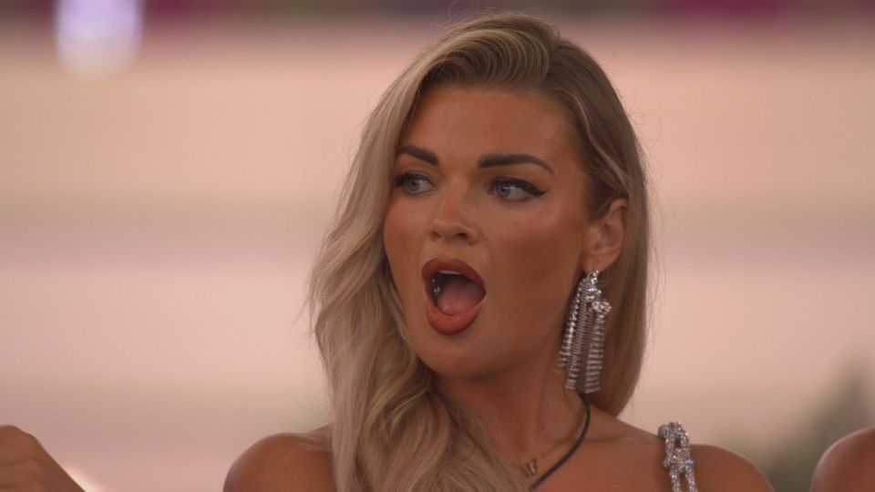 Shakira from Love Island reacting.