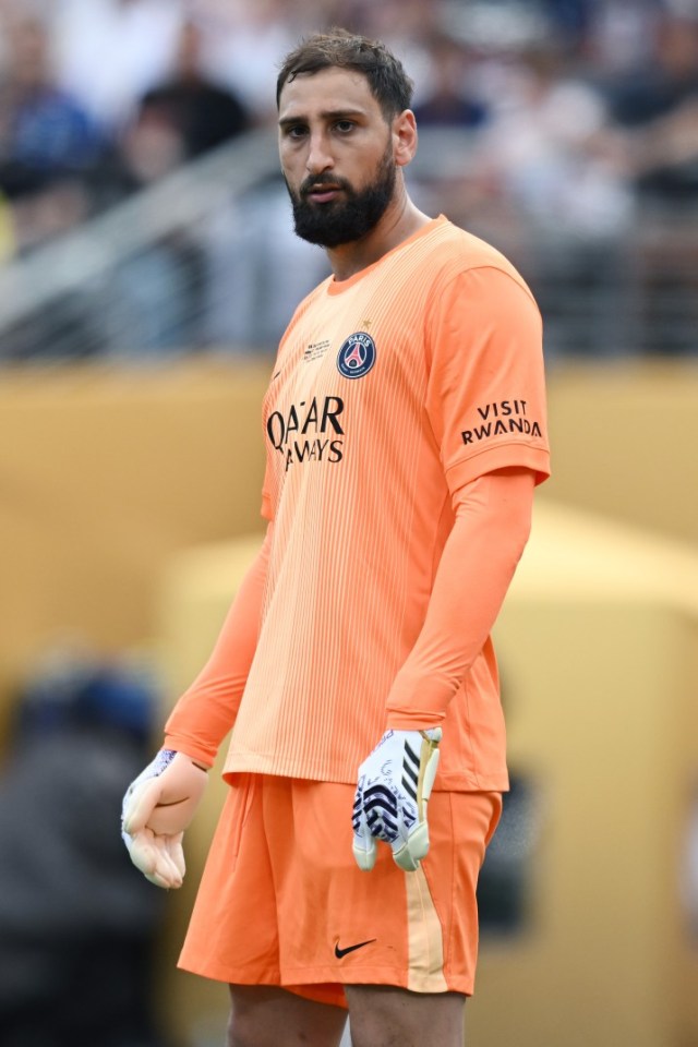 EAST RUTHERFORD, NEW JERSEY - JULY 13:  Gianluigi Donnarumma of Paris Saint-Germain looks on during the FIFA Club World Cup 2025 final match between Chelsea FC and Paris Saint-Germain at MetLife Stadium on July 13, 2025 in East Rutherford, New Jersey. (Photo by Image Photo Agency/Getty Images)