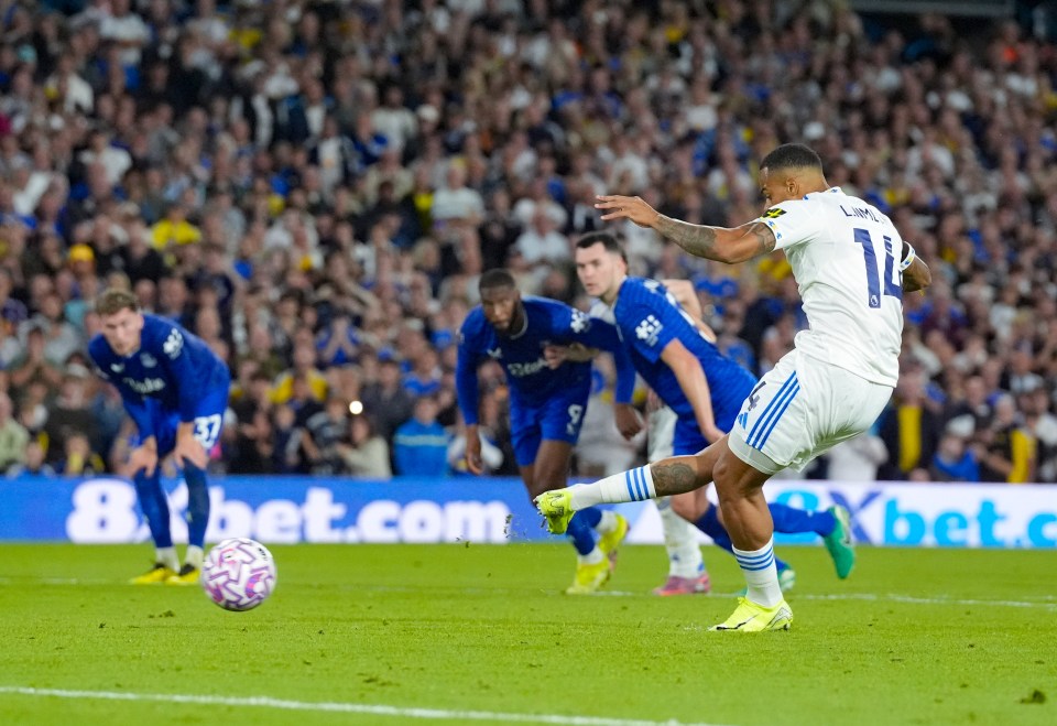Lukas Nmecha taking a penalty kick.