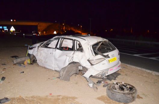Severely damaged car after a fatal accident.
