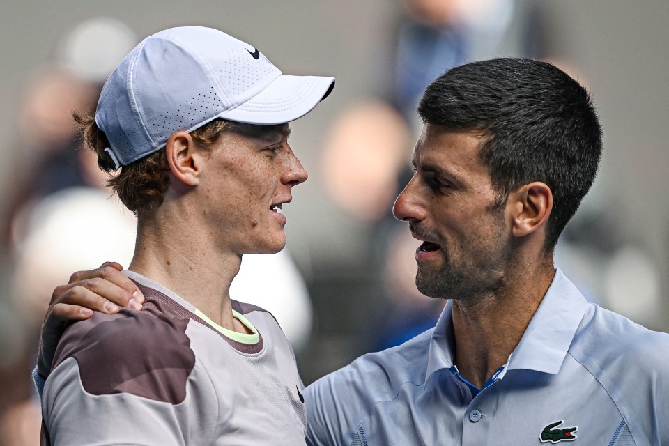 Jannik Sinner and Novak Djokovic at the Australian Open.