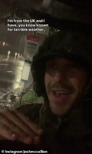 'I can't walk in this, it's ridiculous. So I'm catching the bus,' he said in the now viral video